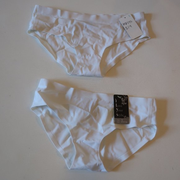NWT WOMENS 2PC I LOVE YOUR STYLE WHITE BIKINI BRIEF PANTIES SZ S - Picture 3 of 5
